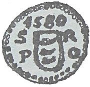 Denar koronny - Stefan Batory Olkusz mint obverse image