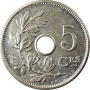 5 Centimes - Léopold II French text; large date, Belgium, 1904-1907 reverse image