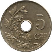 5 Centimes - Léopold II Dutch text; large date, Belgium, 1904-1907 reverse image