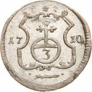 3 Halerz - August II Mocny Lipsk mint, Polish–Lithuanian Commonwealth, 1710-1712 reverse image