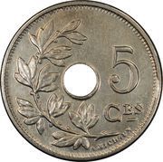 5 Centimes - Albert I French text reverse image