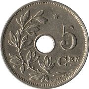 5 Centimes - Albert I Dutch text; with star reverse image