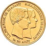 10 Centimes Pattern; error, Belgium, 1853 reverse image