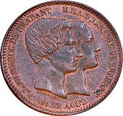 10 Centimes - Léopold I Marriage of The Duke, Belgium, 1853 reverse image
