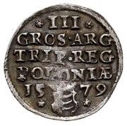 Trojak koronny - Stefan Batory Olkusz mint, Polish–Lithuanian Commonwealth, 1579-1580 reverse image