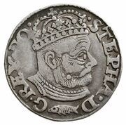 Trojak koronny - Stefan Batory Olkusz mint obverse image