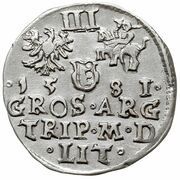 Trojak litewski - Stefan Batory Wilno mint, Polish–Lithuanian Commonwealth, 1580-1586 reverse image