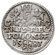 Trojak koronny - Stefan Batory Olkusz mint, Polish–Lithuanian Commonwealth, 1581-1587 reverse image
