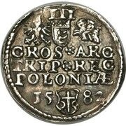 Trojak koronny - Stefan Batory Olkusz mint, Polish–Lithuanian Commonwealth, 1582 reverse image