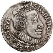 Trojak / 3 Grosze - Sigismund III Vasa Olkusz; royal arms obverse image