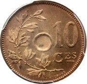 10 Centimes - Albert I French text - Pattern Strike, Belgium, 1911 reverse image