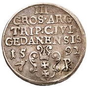 Trojak / 3 Grosze - Sigismund III Vasa Gdańsk mint, Polish–Lithuanian Commonwealth, 1592 reverse image