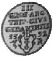 Trojak / 3 Grosze - Sigismund III Vasa Gdańsk mint, Polish–Lithuanian Commonwealth, 1592 reverse image