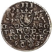 Trojak / 3 Grosze - Sigismund III Vasa Olkusz mint, Polish–Lithuanian Commonwealth, 1592-1593 reverse image