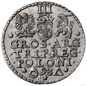 Trojak / 3 Grosze - Sigismund III Vasa Malbork; ring and triangle, Polish–Lithuanian Commonwealth, 1592-1594 reverse image