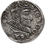 Trojak / 3 Grosze - Sigismund III Vasa Bydgoszcz; Lewart and Radwan shields, IF / SC obverse image