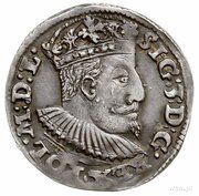 Trojak / 3 Grosze - Sigismund III Vasa Lublin; Lewart and Topór arms, IF obverse image
