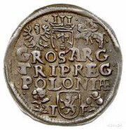 Trojak / 3 Grosze - Sigismund III Vasa Wschowa; rose, Lewart arms and trefoil, Polish–Lithuanian Commonwealth, 1596-1598 reverse image