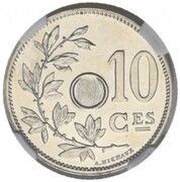 10 Centimes - Albert I French text - Pattern Strike, Belgium, 1911 reverse image