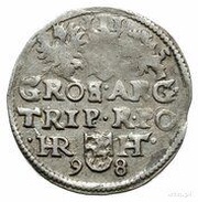 Trojak / 3 Grosze - Sigismund III Vasa Poznań; Lewart shield, HR/HT, Polish–Lithuanian Commonwealth, 1598 reverse image