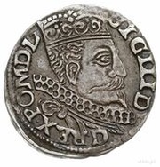 Trojak / 3 Grosze - Sigismund III Vasa Wschowa; Lewart arms, F mint mark obverse image