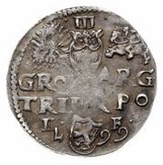 Trojak / 3 Grosze - Sigismund III Vasa Lublin' Lewart arms, IF, L mint mark, Polish–Lithuanian Commonwealth, 1599 reverse image