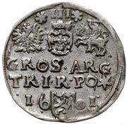 Trojak / 3 Grosze - Sigismund III Vasa Wschowa; Lewart arms, star, Polish–Lithuanian Commonwealth, 1601 reverse image