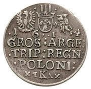 Trojak / 3 Grosze - Sigismund III Vasa Kraków mint, Polish–Lithuanian Commonwealth, 1614 reverse image