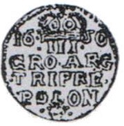 Trojak / 3 Grosze - Jan II Kazimierz Waza Wschowa mint, Polish–Lithuanian Commonwealth, 1650 reverse image