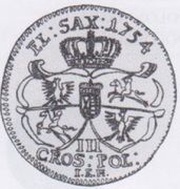 Trojak - August III Sas Guben or Grunthal mint, Polish–Lithuanian Commonwealth, 1754 reverse image