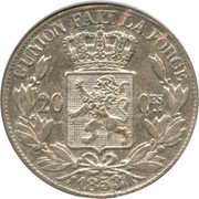 20 Centimes - Léopold I, Belgium, 1852-1858 reverse image