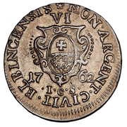 Szóstak elbląski - August III Elbląg mint, Polish–Lithuanian Commonwealth, 1762-1763 reverse image
