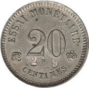 20 Centimes Pattern, Belgium, 1859 reverse image