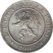 20 Centimes - Léopold I Pattern, Belgium, 1860 reverse image