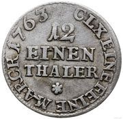 1⁄12 Talara - Fryderyk Christian as Polish Prince Lipsk mint, Polish–Lithuanian Commonwealth, 1763 reverse image