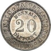 20 Centimes - Léopold I Pattern, Belgium, 1860 reverse image