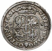 Ort koronny / 18 Groszy - Jan II Kazimierz Waza Bydgoszcz mint, Polish–Lithuanian Commonwealth, 1650-1652 reverse image