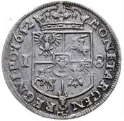 Ort koronny / 18 Groszy - Jan II Kazimierz Waza Wschowa mint, Polish–Lithuanian Commonwealth, 1650-1655 reverse image