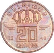 20 Centimes Pattern, Belgium, 1948 reverse image