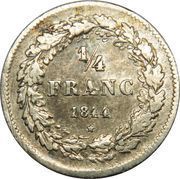 ¼ Franc - Léopold I, Belgium, 1834-1844 reverse image