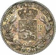 ¼ Franc - Léopold I, Belgium, 1849-1850 reverse image