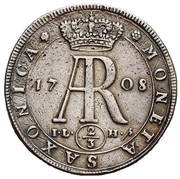 Gulden - ⅔ Talara - August II Mocny Drezno mint, Polish–Lithuanian Commonwealth, 1708-1709 reverse image