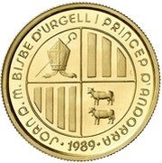 50 Diners - Joan Martí i Alanis Golden Eagle - Gold Bullion, Andorra, 1989 reverse image