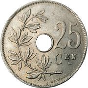 25 Centimes - Albert I Dutch text reverse image