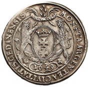Talar gdański - Jan II Kazimierz Waza Gdańsk mint, Polish–Lithuanian Commonwealth, 1647-1655 reverse image
