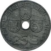 25 Centimes - Léopold III BELGIQUE-BELGIE, Belgium, 1942-1946 reverse image