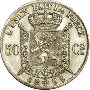 50 Centimes - Léopold II French text, Belgium, 1866-1899 reverse image