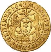 Dukat gdański - Jan II Kazimierz Waza Gdańsk mint, Polish–Lithuanian Commonwealth, 1649-1668 reverse image