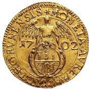 Dukat toruński - August II Mocny Toruń mint, Polish–Lithuanian Commonwealth, 1702 reverse image