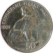 50 Centimes - Léopold II Dutch text, Belgium, 1901 reverse image
